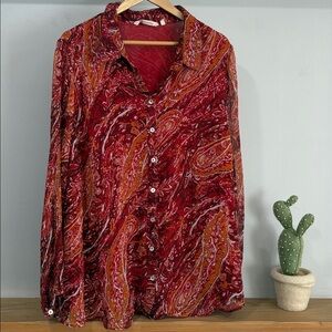 Soft Surroundings Cheyla Paisley Long Sleeve Blouse, Size 2X